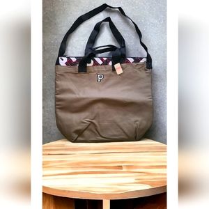Victoria's Secret PINK Travel Canvas Tote Bag With Separate Snap In Bag NWT